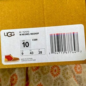 These are Mens UGG Nuemel Mashup, they are nunbuck, red and gold with lace ups.